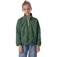 Leafy Elegance Botanical Pattern Kids  Half Zip Hoodie by dflcprintsclothing