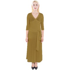 Drab Brown	 - 	quarter Sleeve Wrap Maxi Dress by ColorfulDresses