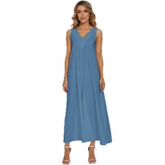 Air Force Blue	 - 	v-neck Sleeveless Loose Fit Overalls by ColorfulDresses