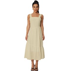 Dutch White	 - 	square Neckline Tiered Midi Dress by ColorfulDresses