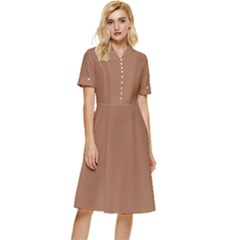 Brass Knuckles Brown	 - 	button Top Knee Length Dress by ColorfulDresses