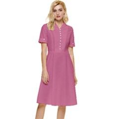 Tulip Pink	 - 	button Top Knee Length Dress by ColorfulDresses