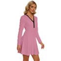 Mauvelous Pink	 - 	Long Sleeve Deep V Mini Dress View3