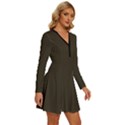 Dark Olive Drab	 - 	Long Sleeve Deep V Mini Dress View3