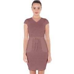 Blast Off Bronze Brown	 - 	capsleeve Drawstring Dress by ColorfulDresses