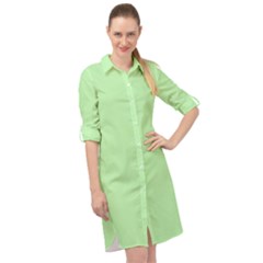 Light Jade	 - 	long Sleeve Mini Shirt Dress