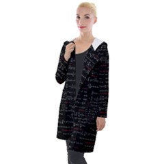 Black Background With Text Overlay Digital Art Mathematics Hooded Pocket Cardigan by Jancukart