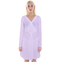 Pale Purple	 - 	long Sleeve Front Wrap Dress by ColorfulDresses