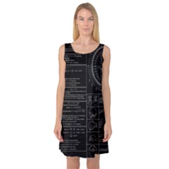 Black Background With Text Overlay Mathematics Trigonometry Sleeveless Satin Nightdress