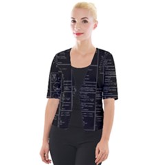 Black Background With Text Overlay Mathematics Trigonometry Cropped Button Cardigan by Jancukart