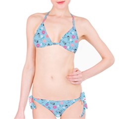 Pink And Blue Floral Wallpaper Classic Bikini Set