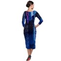 Night Music The City Neon Background Synth Retrowave Quarter Sleeve Midi Velour Bodycon Dress View2