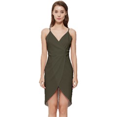 Dark Olive Drab	 - 	wrap Frill Dress by ColorfulDresses