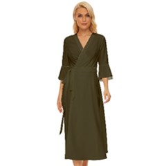 Dark Olive Drab	 - 	midsummer Wrap Dress by ColorfulDresses