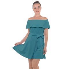 Greenish Blue	 - 	off Shoulder Velour Dress by ColorfulDresses