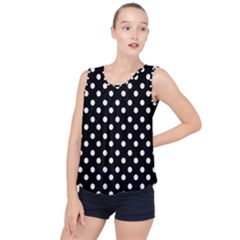 Black And White Polka Dots Bubble Hem Chiffon Tank Top by GardenOfOphir