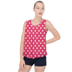 Hot Pink Polka Dots Bubble Hem Chiffon Tank Top by GardenOfOphir