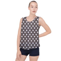 Brown And White Polka Dots Bubble Hem Chiffon Tank Top by GardenOfOphir