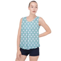 Blue And White Polka Dots Bubble Hem Chiffon Tank Top by GardenOfOphir