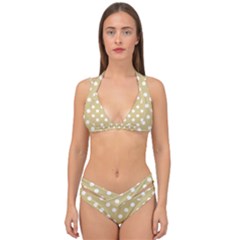 Mint Polka And White Polka Dots Double Strap Halter Bikini Set