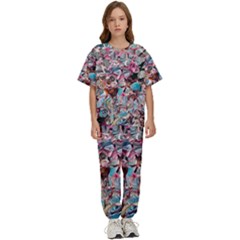 Aqua Blend Kids  Tee And Pants Sports Set by kaleidomarblingart