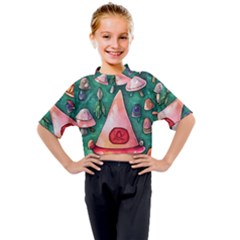 Magic Mushroom Wizardry Kids Mock Neck Tee