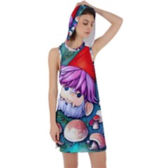 Sacred Mushroom Art Racer Back Hoodie Dress by GardenOfOphir