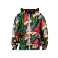 Sacred Mushrooms For Necromancy Kids  Zipper Hoodie