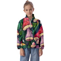 Sacred Mushrooms For Necromancy Kids  Half Zip Hoodie by GardenOfOphir