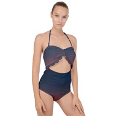 Sky Gradient Scallop Top Cut Out Swimsuit by artworkshop