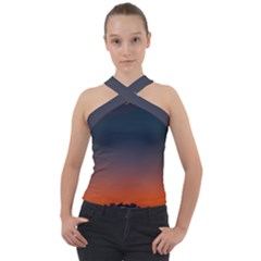 Sky Gradient Cross Neck Velour Top by artworkshop