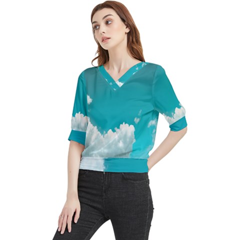 Clouds Hd Wallpaper Quarter Sleeve Blouse by artworkshop