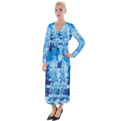 Water Blue Wallpaper Velvet Maxi Wrap Dress by artworkshop