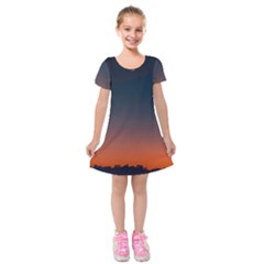 Sky Gradient Kids  Short Sleeve Velvet Dress by artworkshop