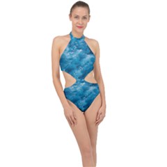 Blue Water Speech Therapy Halter Side Cut Swimsuit