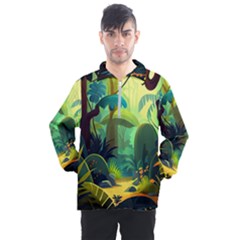 Jungle Rainforest Tropical Forest Men s Half Zip Pullover by Ravend