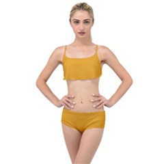 Gamboge Orange	 - 	layered Top Bikini Set by ColorfulSwimWear