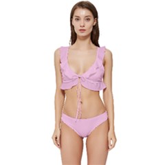 Blush Pink	 - 	low Cut Ruffle Edge Bikini Set by ColorfulSwimWear