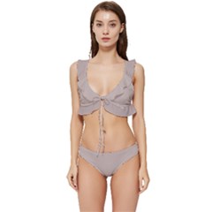 Silver Pink	 - 	low Cut Ruffle Edge Bikini Set