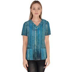 Forest Birch Nature Autumn Masuria Women s V-neck Scrub Top by Ravend