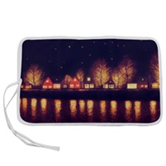 Night Houses River Bokeh Leaves Landscape Nature Pen Storage Case (l) by Ravend