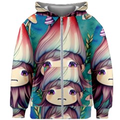 Enchantment Mushrooms Kids  Zipper Hoodie Without Drawstring