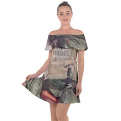 Magic Mushroom Conjure Charm Off Shoulder Velour Dress by GardenOfOphir