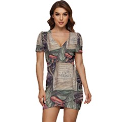 Magic Mushroom Conjure Charm Low Cut Cap Sleeve Mini Dress by GardenOfOphir