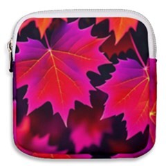 Leaves Purple Autumn Evening Sun Abstract Mini Square Pouch by Ravend