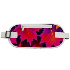Leaves Purple Autumn Evening Sun Abstract Rounded Waist Pouch