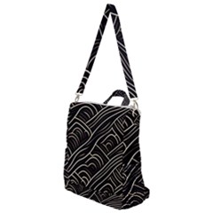 Black Coconut Color Wavy Lines Waves Abstract Crossbody Backpack