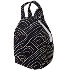 Black Coconut Color Wavy Lines Waves Abstract Travel Backpacks