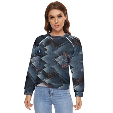 Background Pattern Geometric Glass Mirrors Women s Long Sleeve Raglan Tee by Ravend