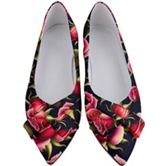 Roses Flowers Pattern Background Women s Bow Heels